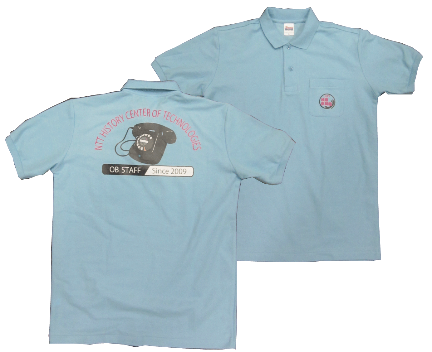 オリジナルポロシャツの正面と背中の写真