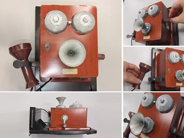 ペーパークラフトのデルビル磁石式壁掛電話機の出来上がり写真