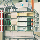 C400交換機時代の通信用建物(模型)の写真