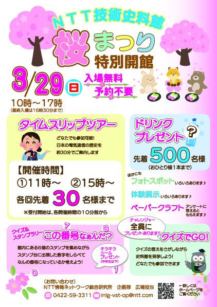 武蔵野桜まつり特別開館のご案内チラシの写真の表